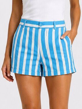 LOFT Outlet Curvy Stripe Shorts Size 10 Blue White Coastal Summer Casual